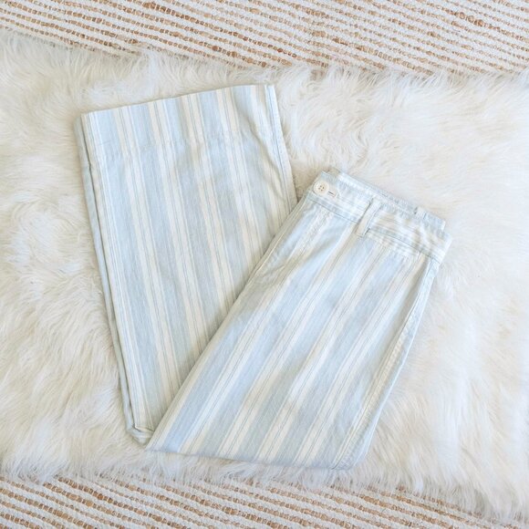 GAP Cropped Pants Sz 06R Blue White Stripe Cropped Wide Leg Stretch Coastal - Picture 1 of 5